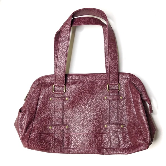 Estée Lauder Faux Pebbled Leather Bag Marooon - Picture 2 of 8